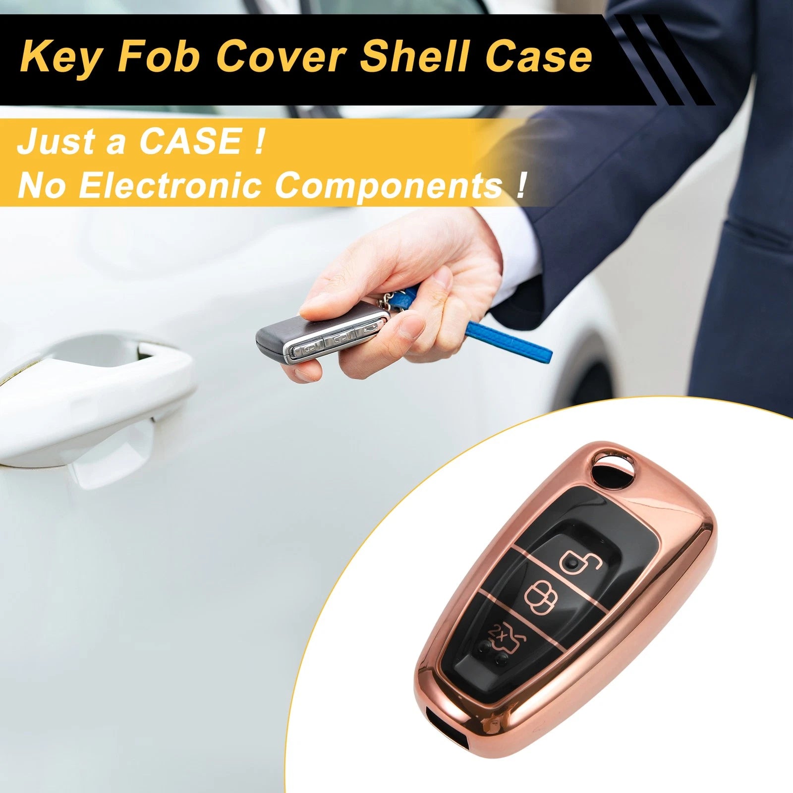 Rose Gold TPU Silicone Key Case for Ford Mondeo (2000–2007)