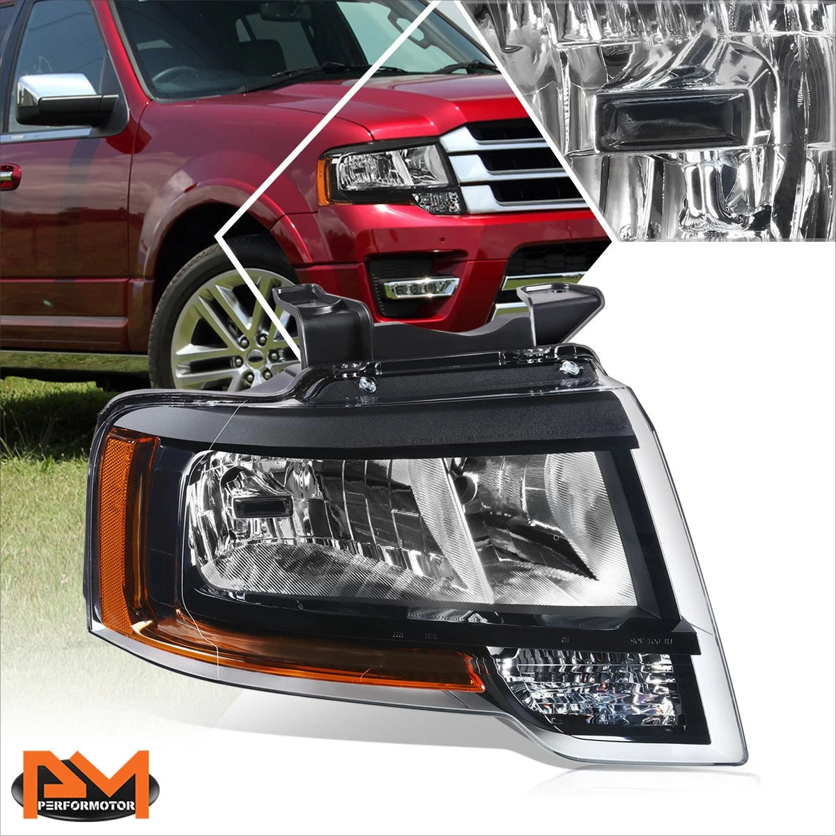Right Side Headlight Lamp for Ford Expedition (2015–2017) Black Housing