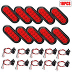 10Pc 6" Oval 10LED Trailer Truck Brake Stop Turn Tail Lights for Trucks