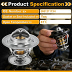 Engine Coolant Thermostat 068121113H for Audi A2 (2000–2005) with Seal