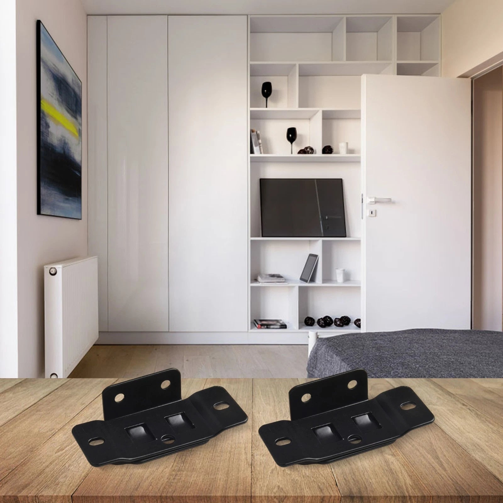 2X L Shaped Shelf Support Fastening Parts 2in1 Connector for Furniture