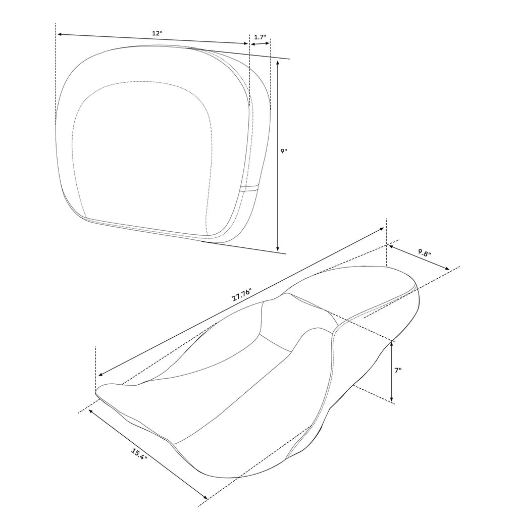 Driver Passenger Seat & Backrest Pad for Harley Road Street Glide (2009-2023)