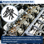 Set of 10 Engine Cylinder Head Bolt for Honda Accord (2003–2007) CR-V (2002–2009) 2.4L L4