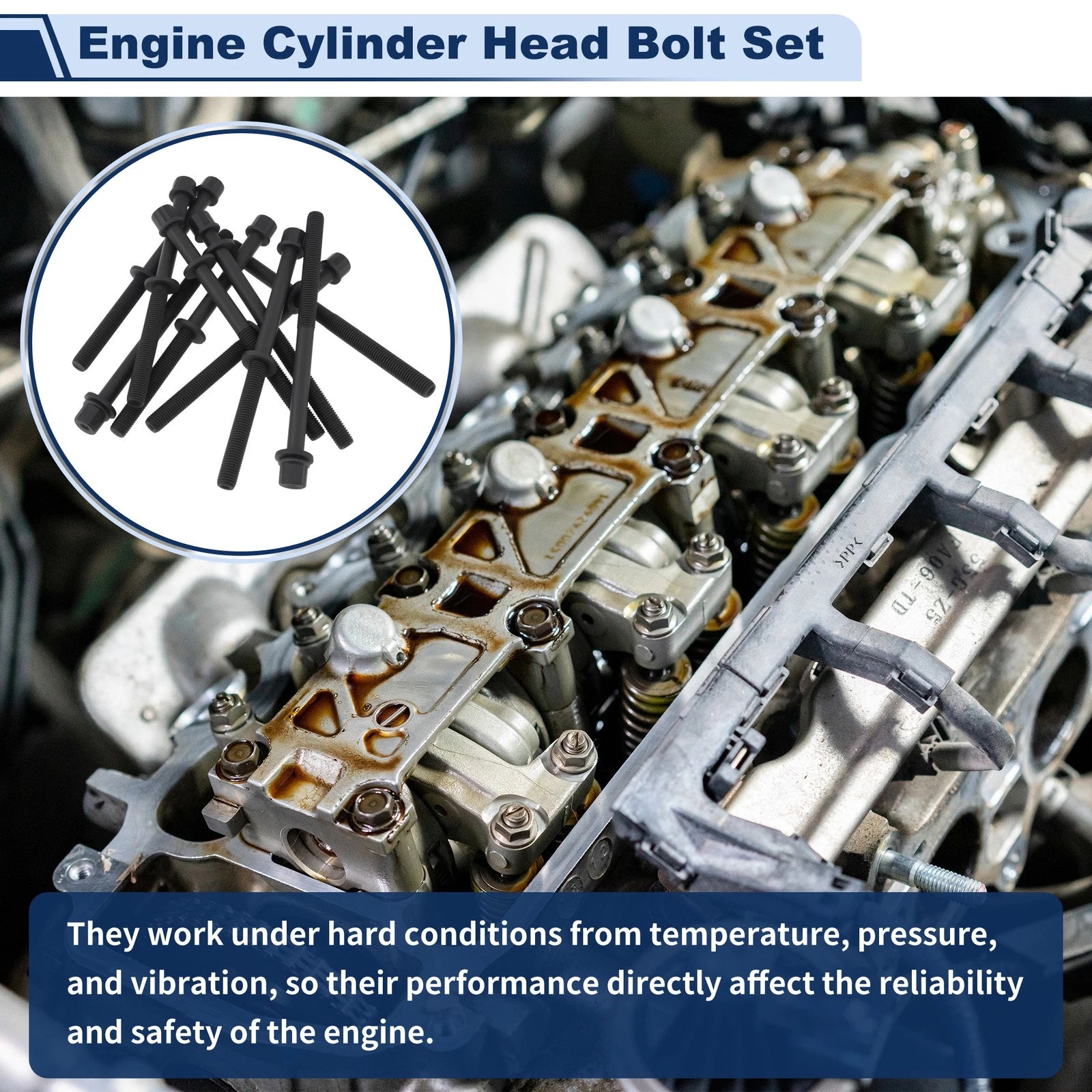 Set of 10 Engine Cylinder Head Bolt for Honda Accord (2003–2007) CR-V (2002–2009) 2.4L L4