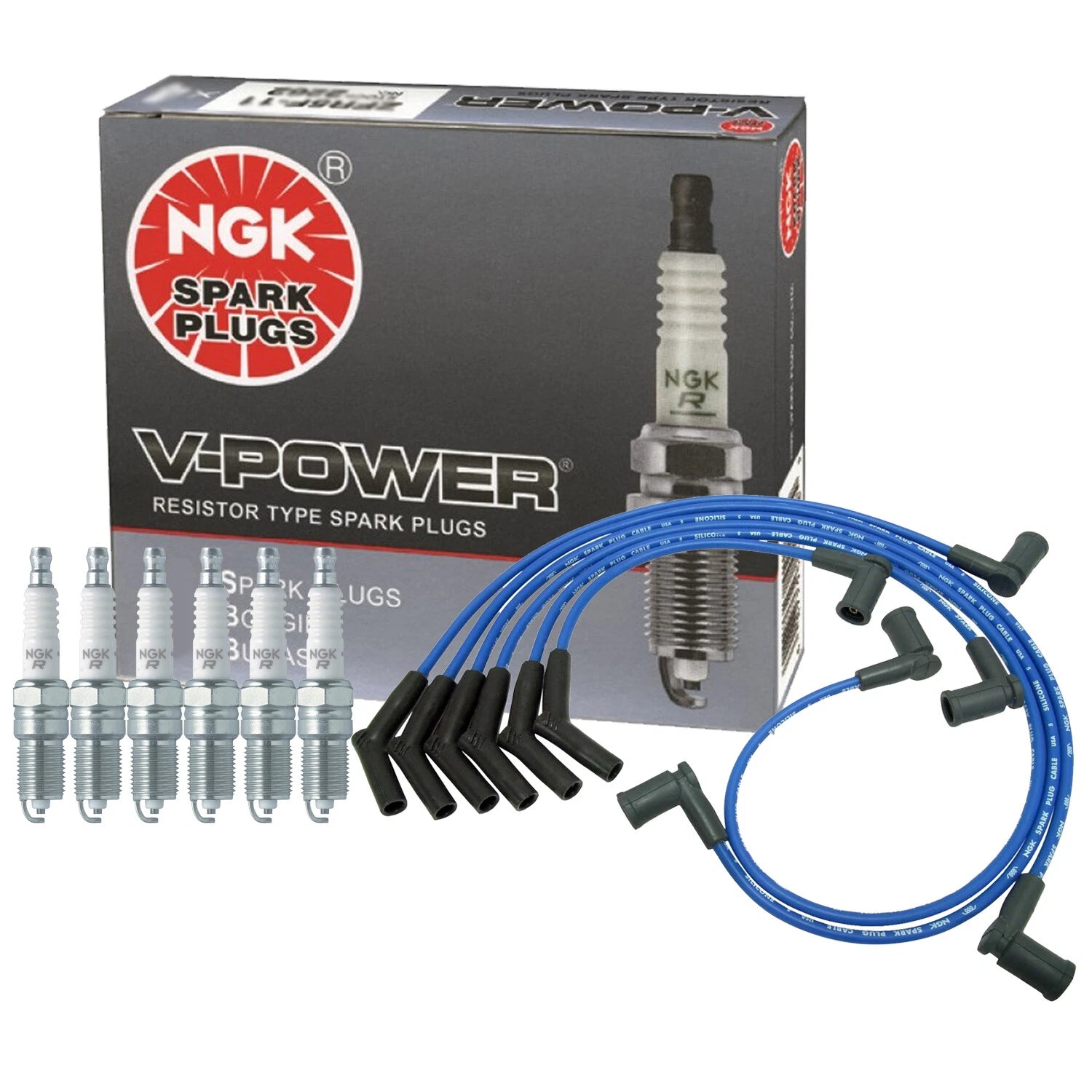 NGK 6 V-Power Spark Plugs Kit for Ford Mercury 3.0 V6 (1990–2000)