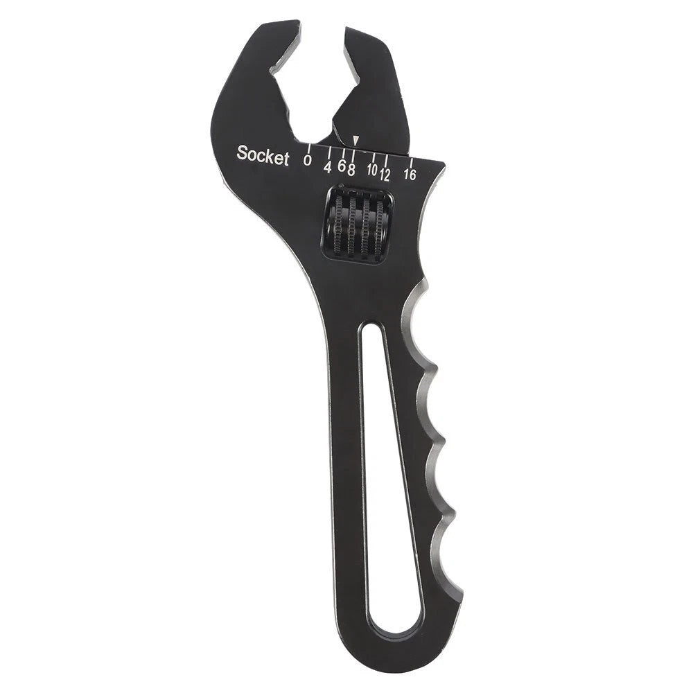 Hose End Fitting Tool Spanner for 3AN-16AN Aluminum (Adjustable, Black)