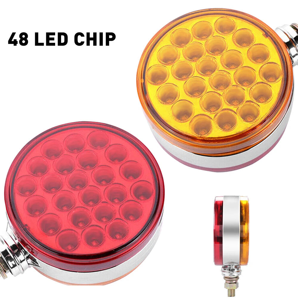 2X Round LED Pedestal Fender Lights for Truck Trailer