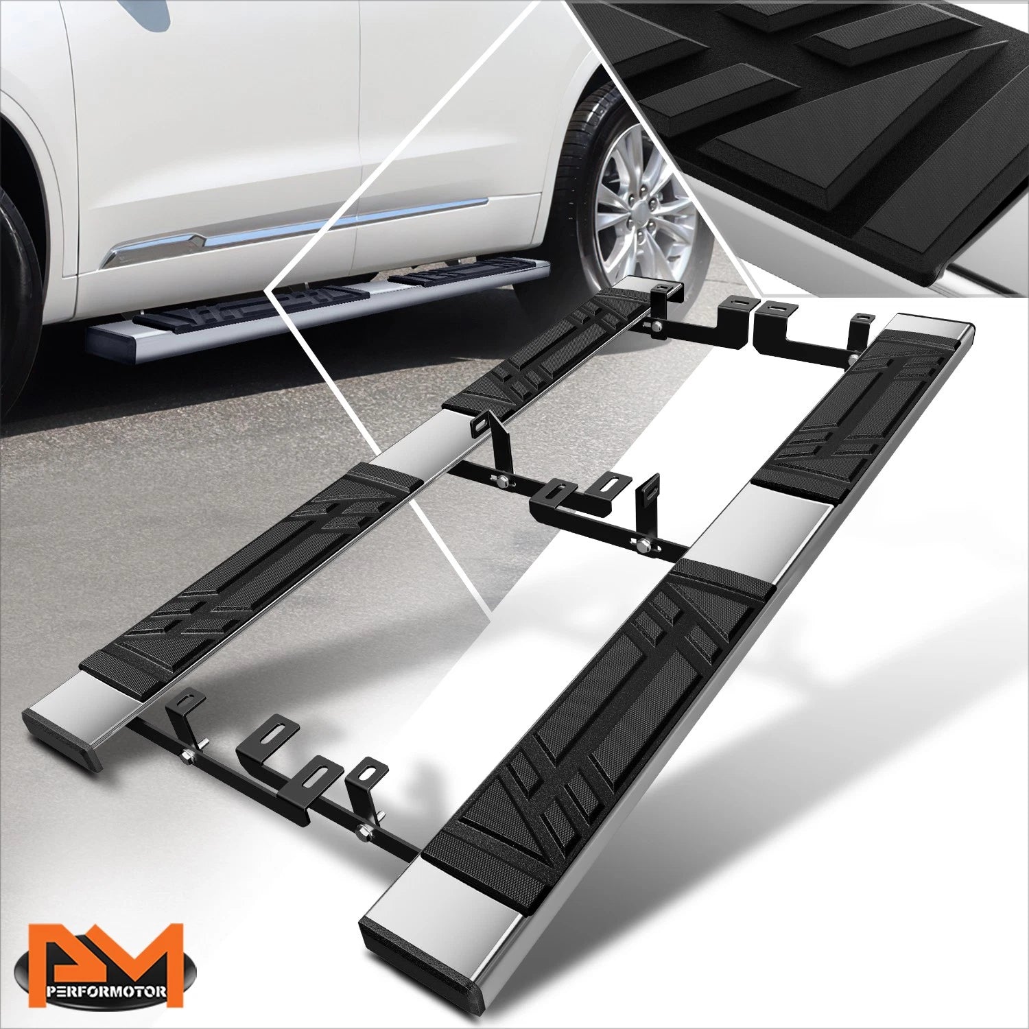 Set of 2 Polished Side Step Pads for Cadillac XT6 (2020–2025)