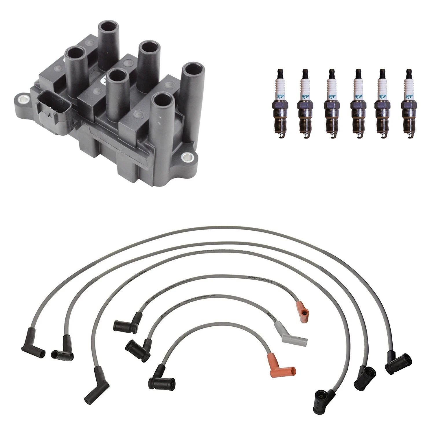 Denso Ignition Coil Wires & 6 Iridium TT Spark Plugs for Ford F-150 (1997–2003)