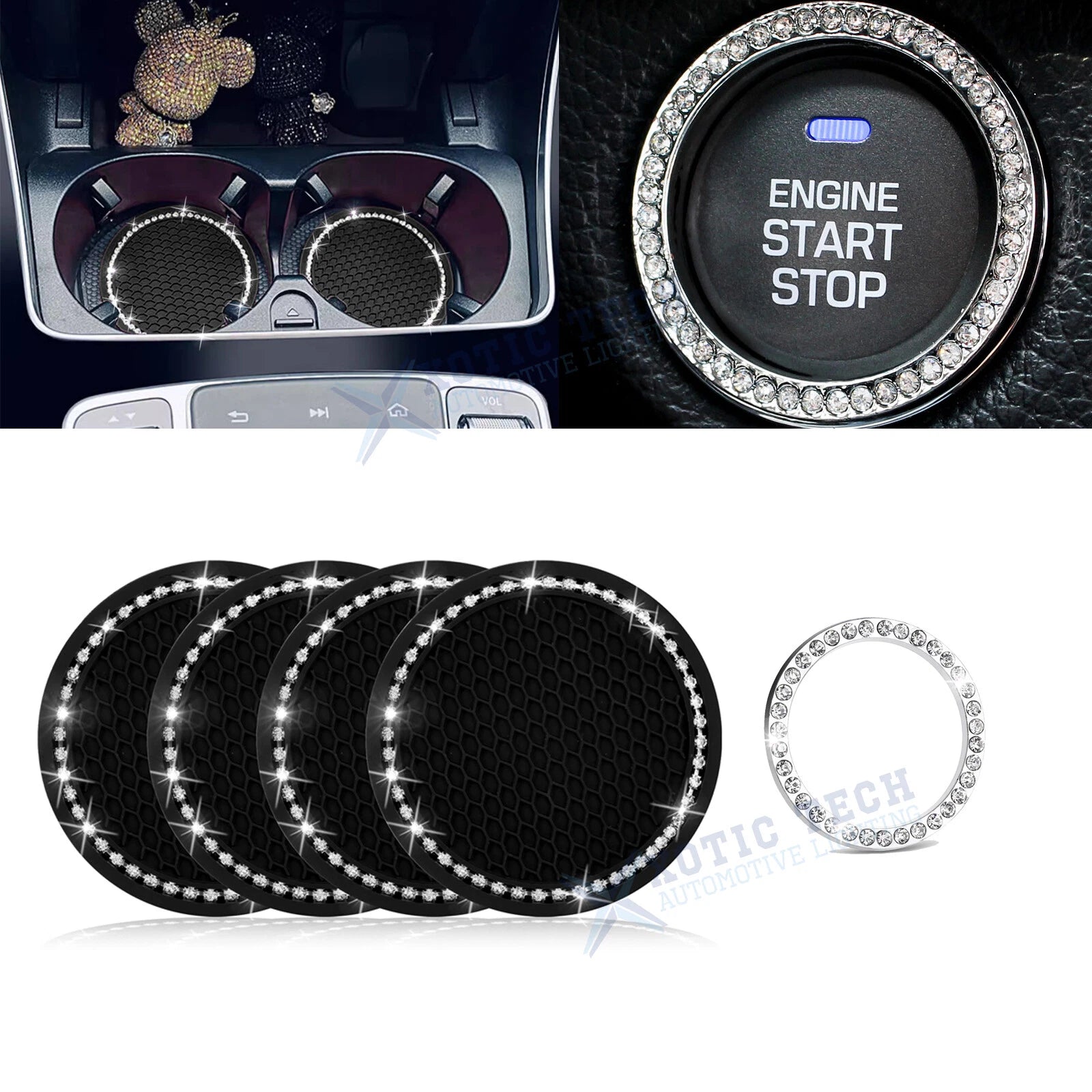 Shiny Cup Holder Insert Pad for Engine Push to Start Button Ring Cover (YYYY–YYYY)