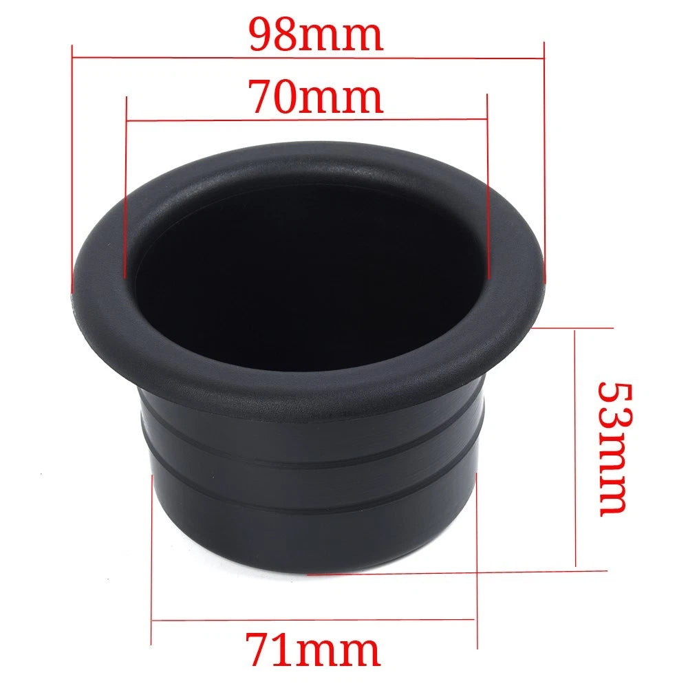 Cup Holder for RV Car Marine Boat Trailer (Plastic Black)