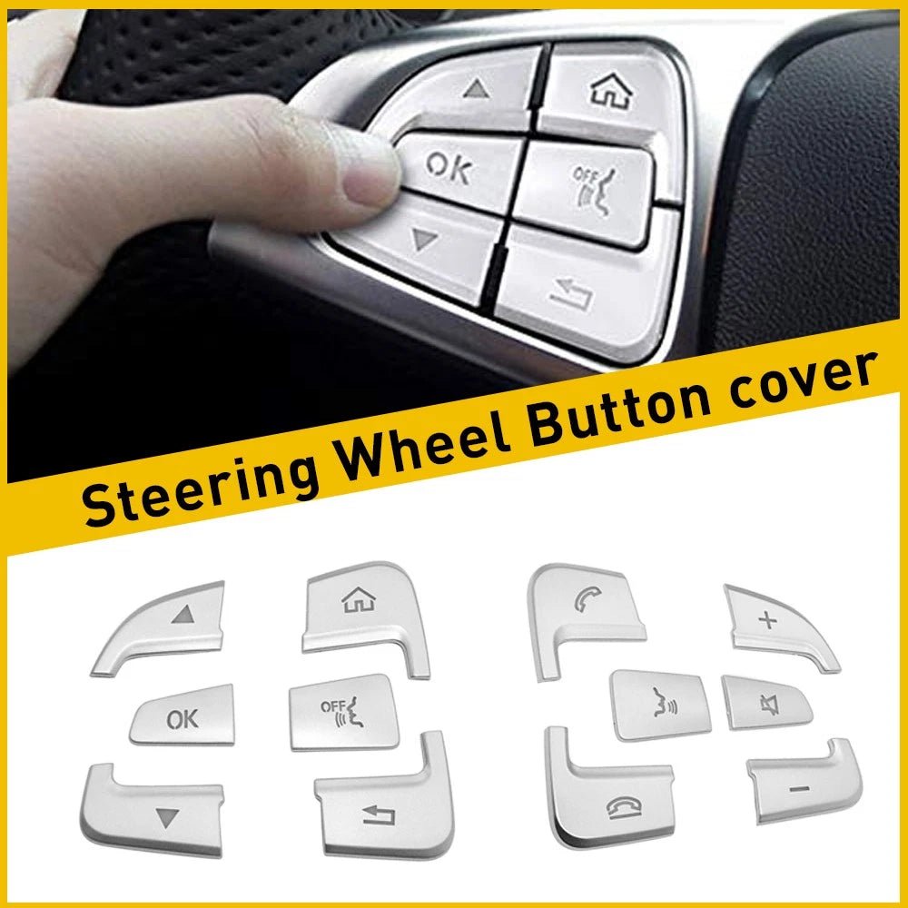 Steering Wheel Button Silver Trim for Mercedes Benz GLC C-Class W205 (2015–2018)