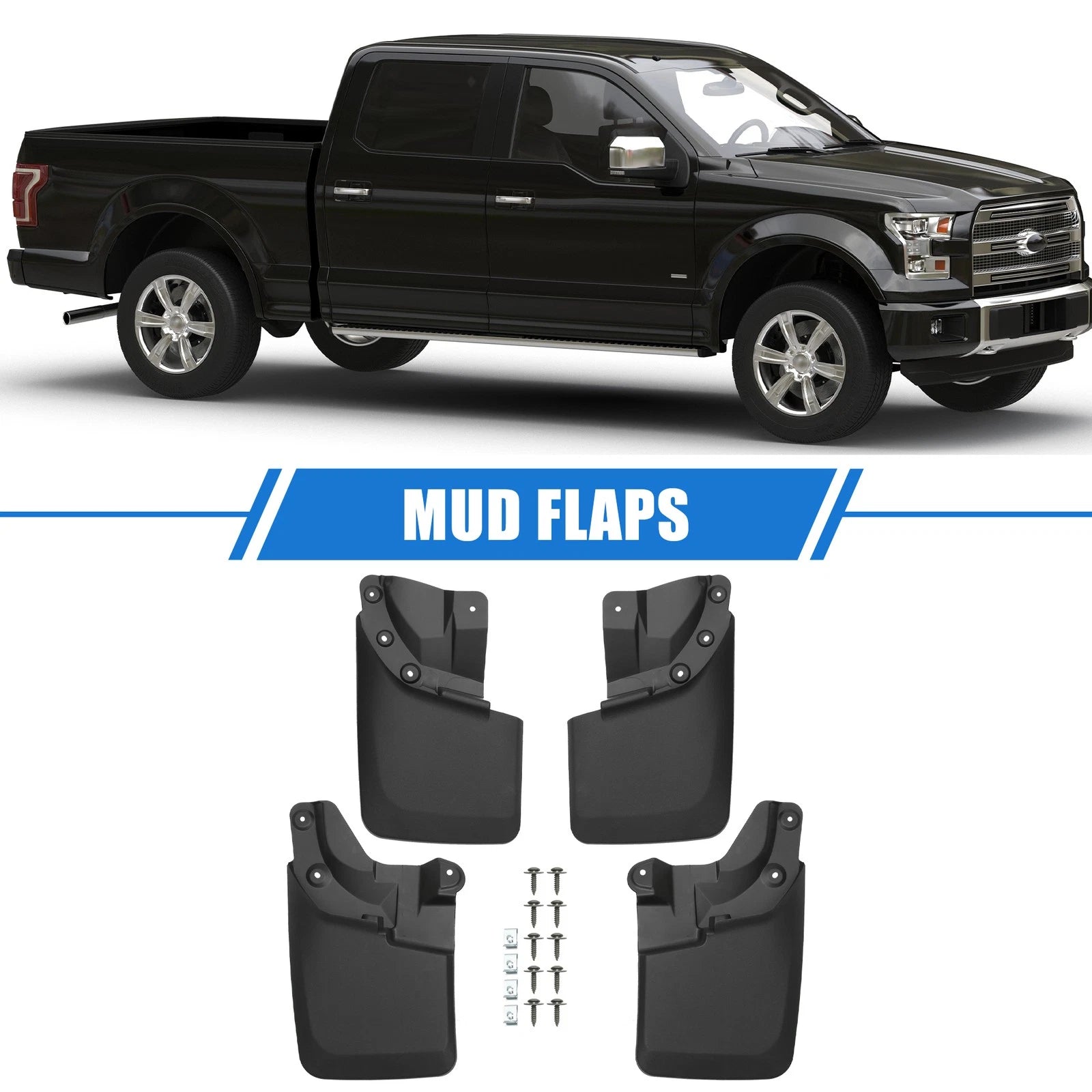 Mud Flaps Kit for Toyota Tacoma (2016–2023) - Front & Rear, OEM Fender Flares