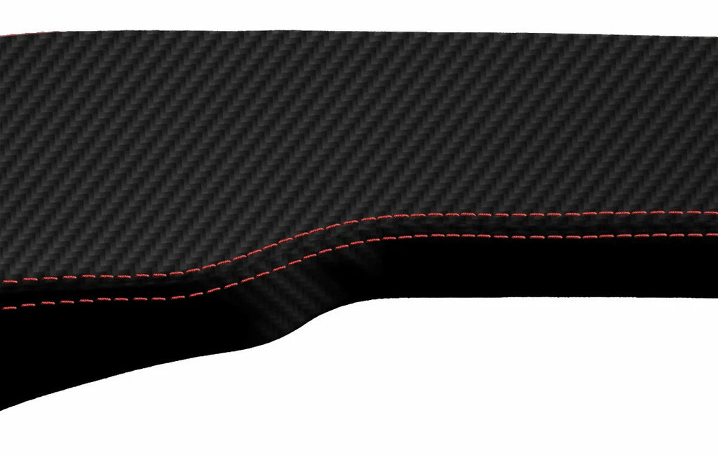 Console Lid Bench Seat Cover for Toyota Tacoma (2001–2004) Carbon Fiber Red Stitch