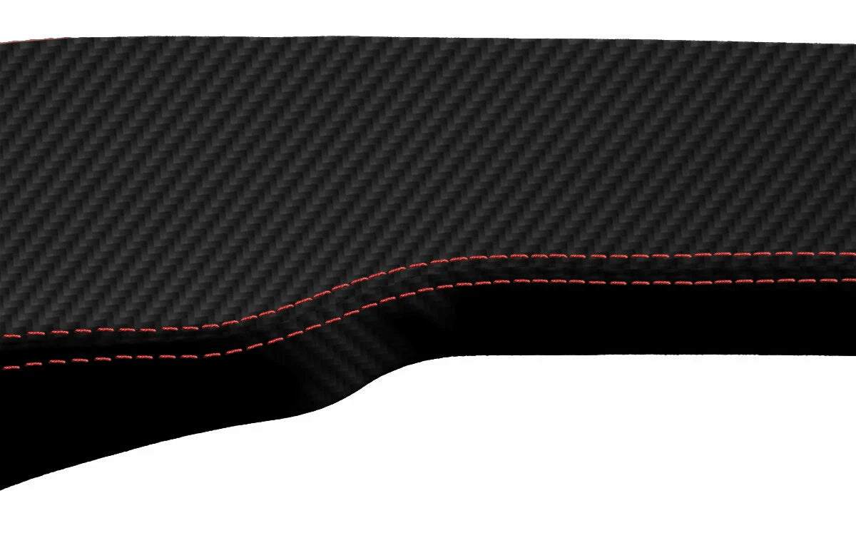 Console Lid Bench Seat Cover for Toyota Tacoma (2001–2004) Carbon Fiber Red Stitch