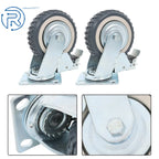 Set of 4 Gray PU 6-Inch Casters with 2 Straight Wheels & 2 Brakes