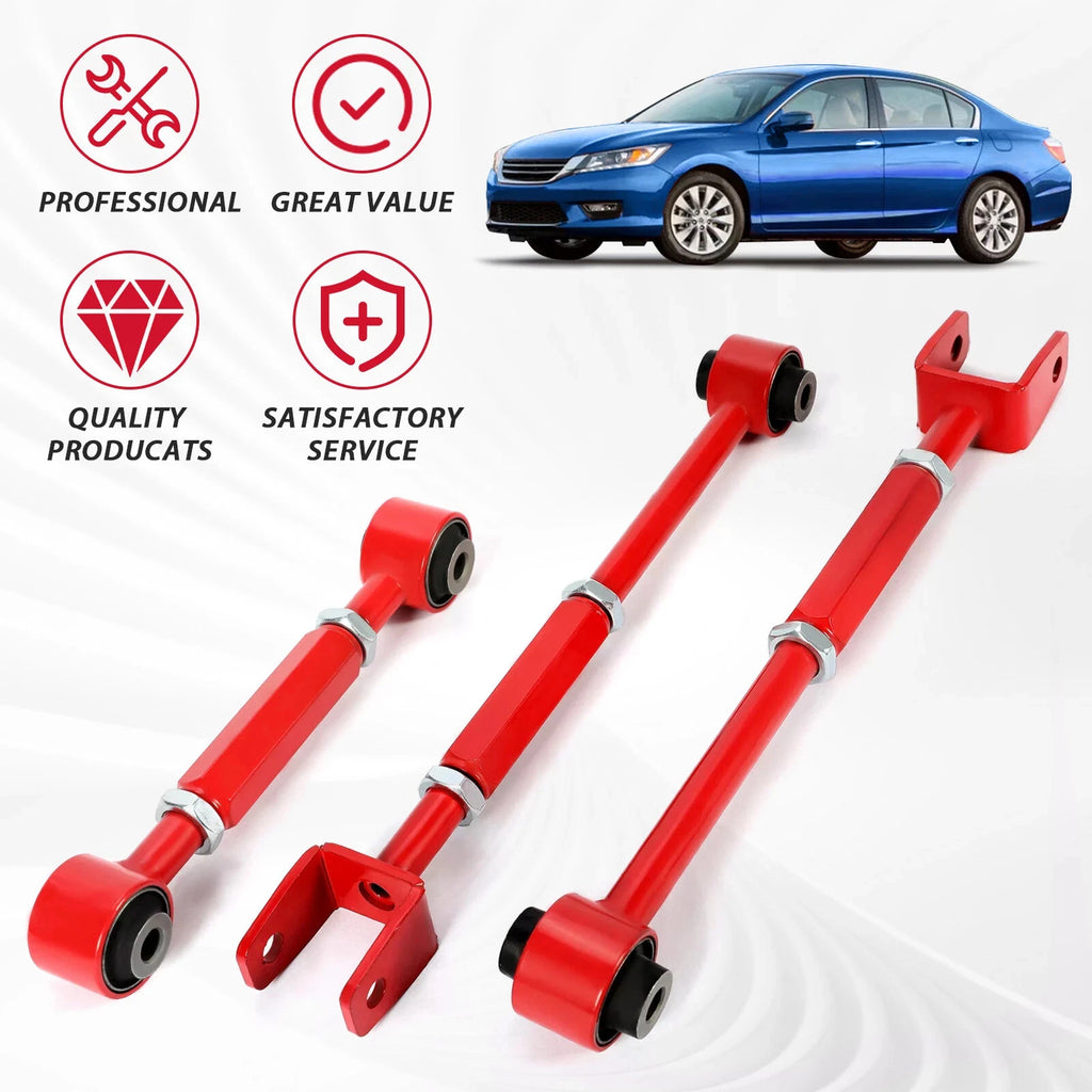 Red Steel Front Ball Joint Rear Camber Control Arm Kit for Accord TL TSX (2008–2013)