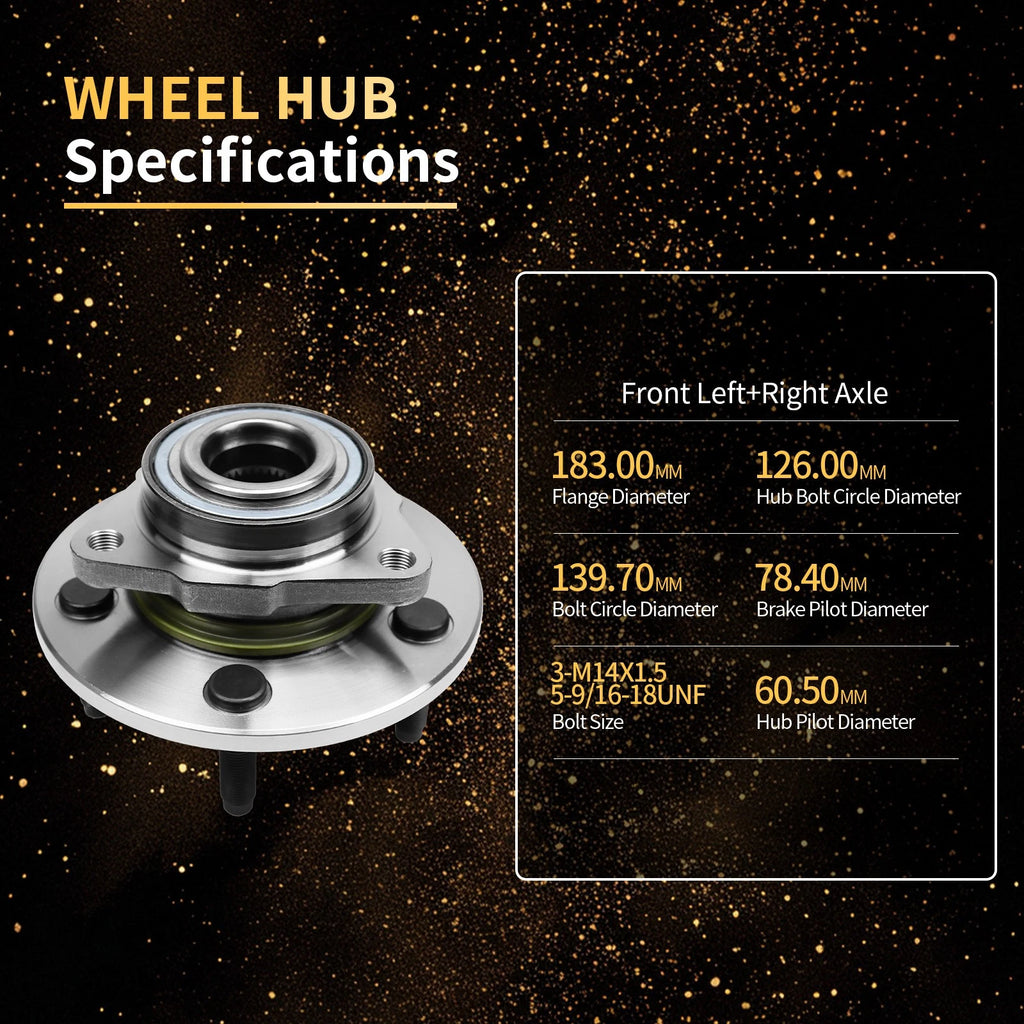 Front Wheel Bearings Hubs for Dodge Ram 1500 (2002-2008)