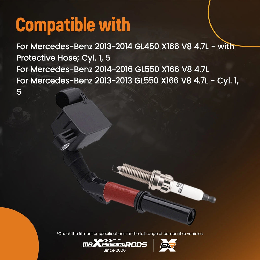 8X Ignition Coil & Spark Plug Kit for Mercedes GLS550 (2017–2019)