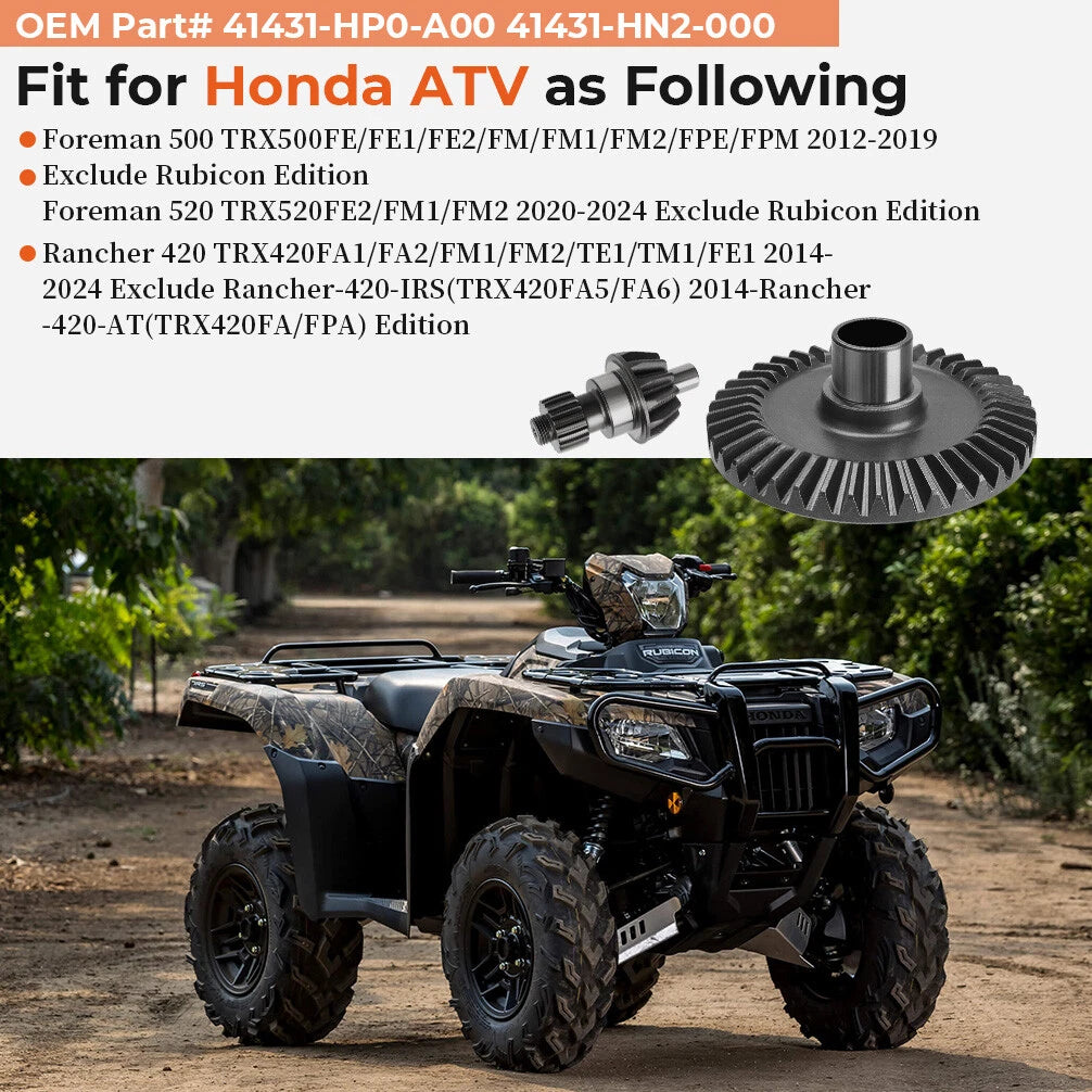 Rear Differential Ring & Pinion Gear for Honda Rancher 420 TRX420 (2014–2024)