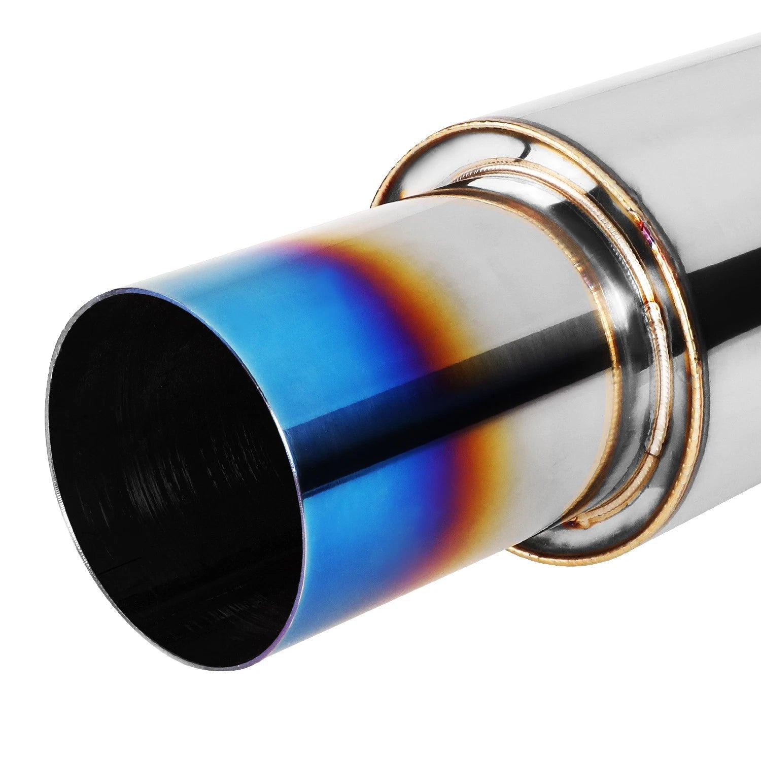3" OD Burnt Titanium Round Tip Exhaust Muffler for Universal Fit (2000–2023)