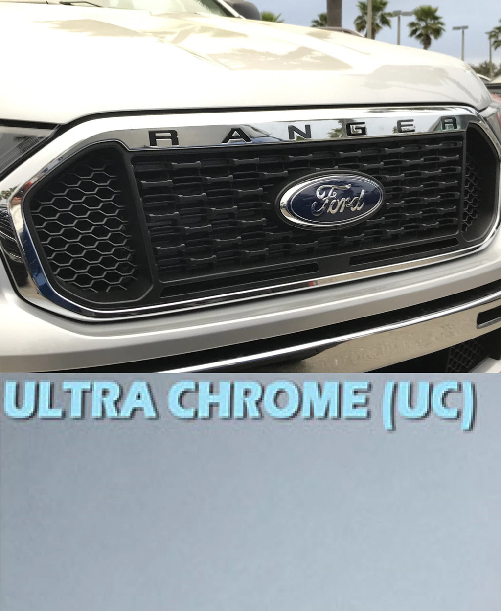 Chrome Front Grille Letters ABS Plastic Inserts Inlay for Ford Ranger (2019–2023)