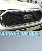 Chrome Front Grille Letters ABS Plastic Inserts Inlay for Ford Ranger (2019–2023)