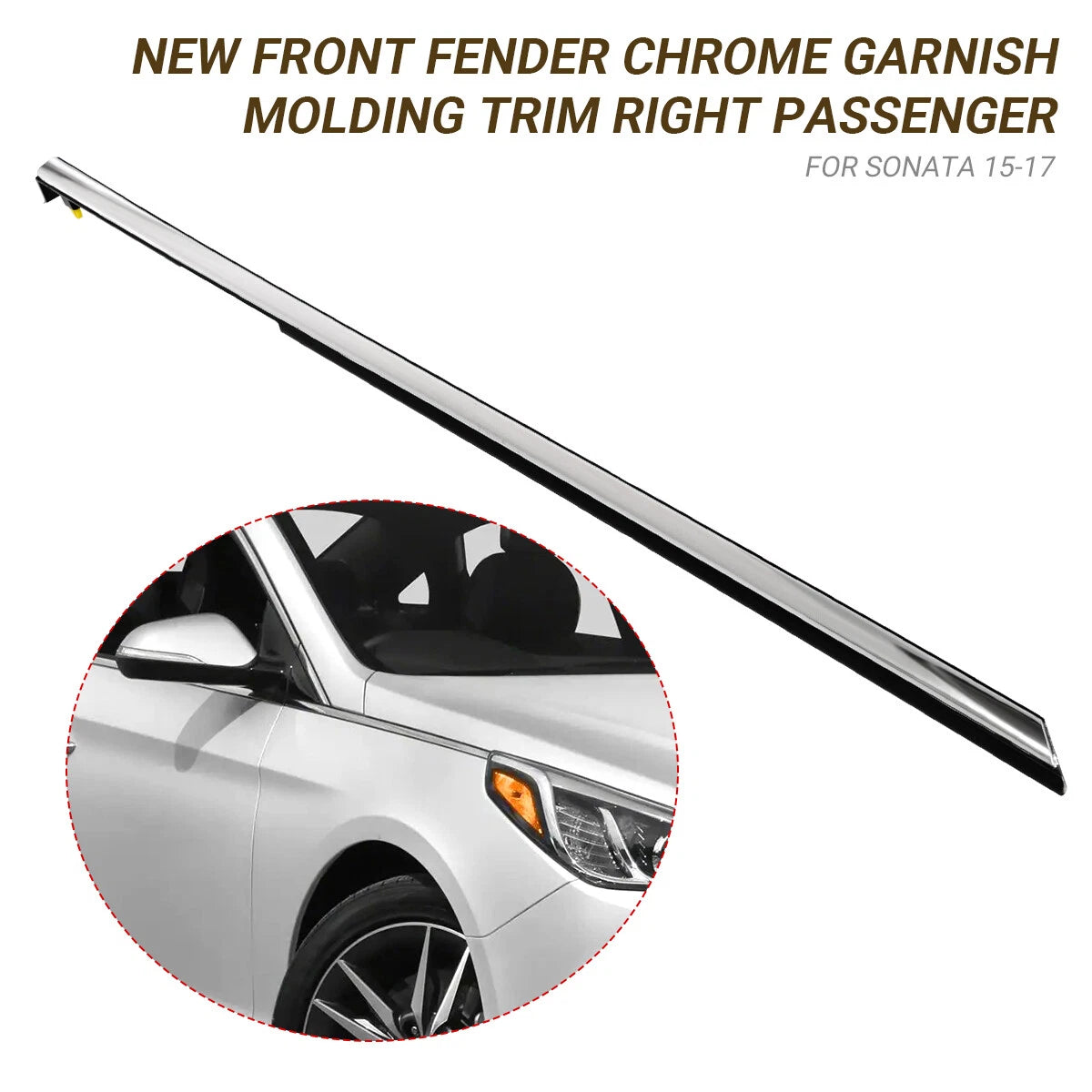 Chrome Fender Garnish Right Passenger Molding for Hyundai Sonata (2015–2017)