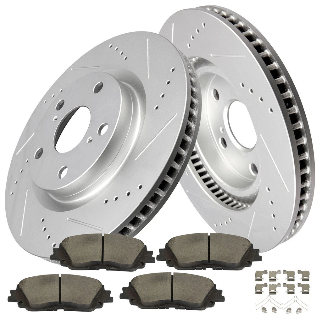 Front Brake Pad & Drilled Slotted Rotor Kit for Toyota Venza (2021–2022)