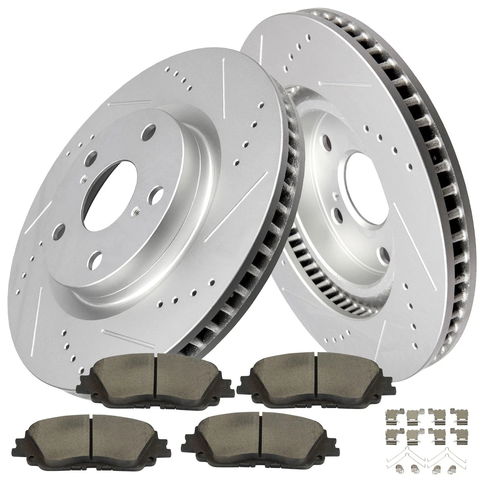 Front Brake Pad & Drilled Slotted Rotor Kit for Toyota Venza (2021–2022)