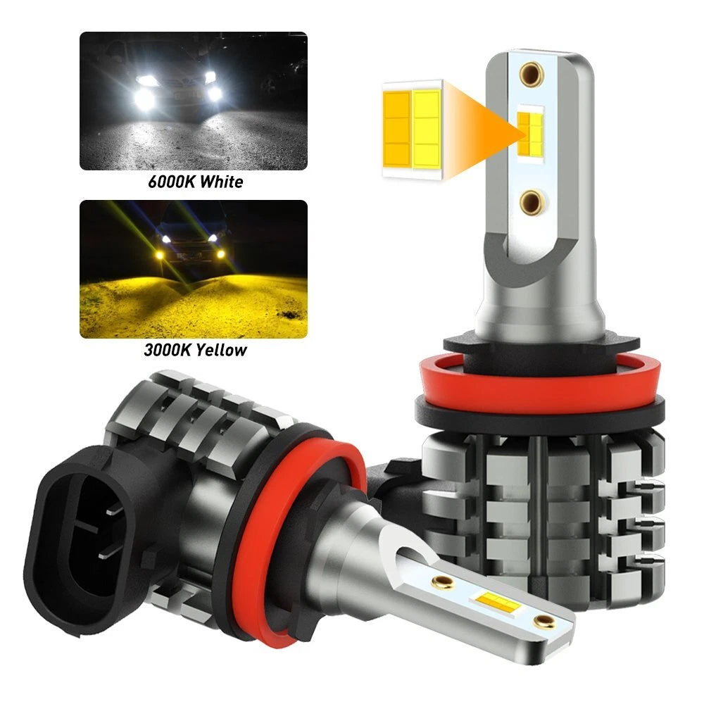Set of 2 AUXITO H11 H8 LED Fog Light Bulbs Dual Color White Amber