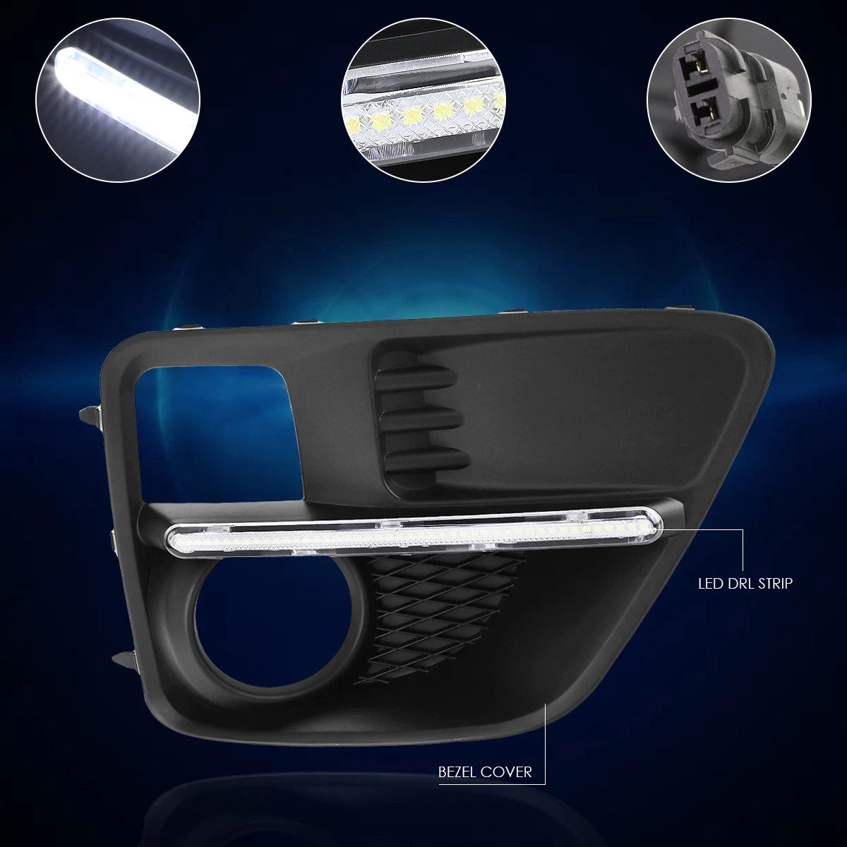 Clear Front Bumper LED DRL Strip Fog Light Bezel for Subaru WRX/STI (2015–2017)