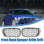 1 x Pair Front Grille for BMW 3 Series E46 (2002 - 2005) Silver Tone