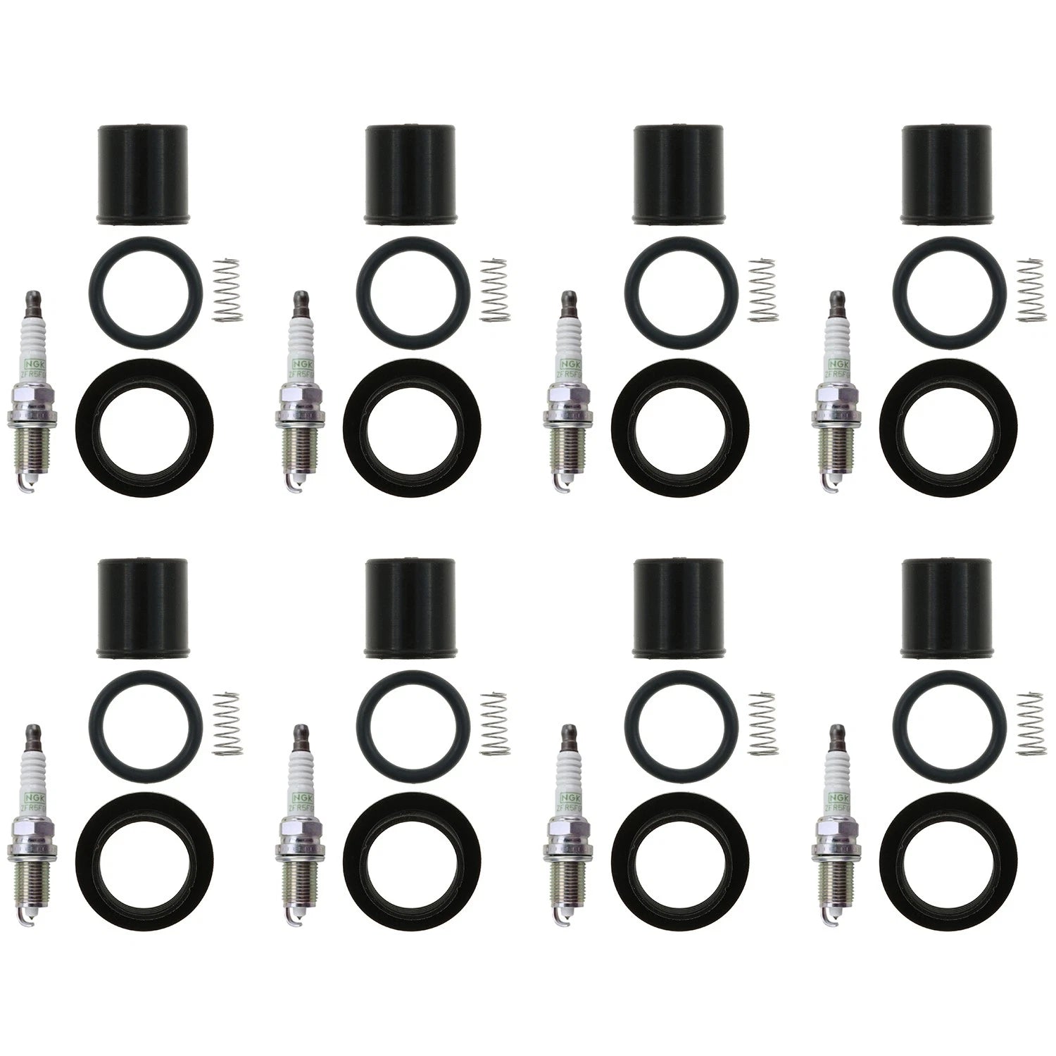 Set of 8 NGK G-Power Platinum Spark Plugs & Coil Boots for Dakota Raider (2000–2004)