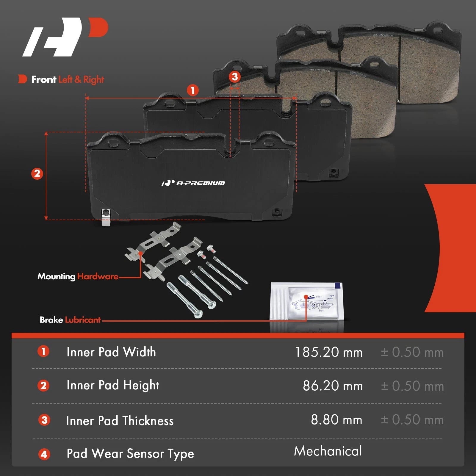 Set of 4 Front Ceramic Brake Pads for Chevrolet Camaro (2017–2024)