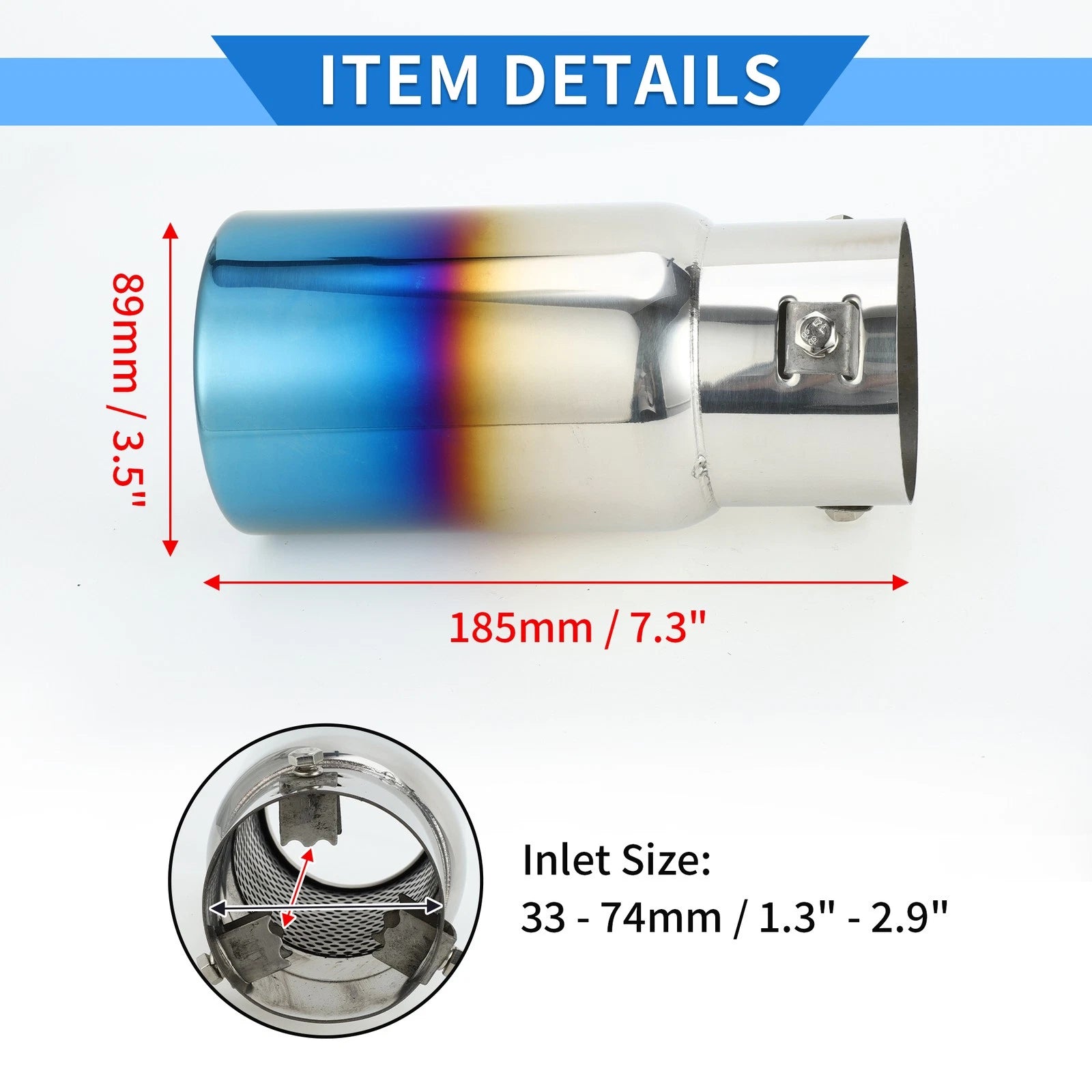 Exhaust Tip for Toyota Land Cruiser Prado (1.3"-2.9" Inlet)