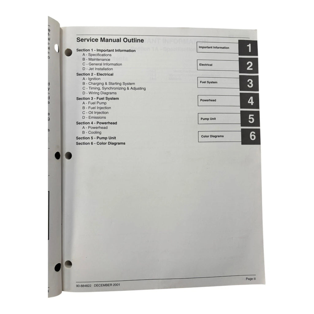Service Manual for Mercury 240 Jet Drive Electronic Fuel Injection (2001) 90-884822
