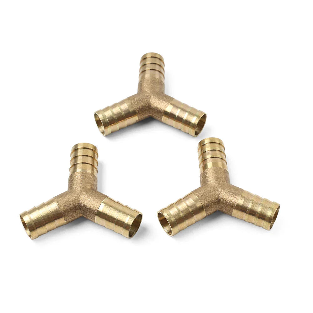 3 x Y-3 Way Brass Hose Barb Fitting for Fuel Water Gas Air Tubing Splicer