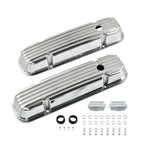Finned Tall Polished Aluminum Valve Covers for Pontiac 350 400 455