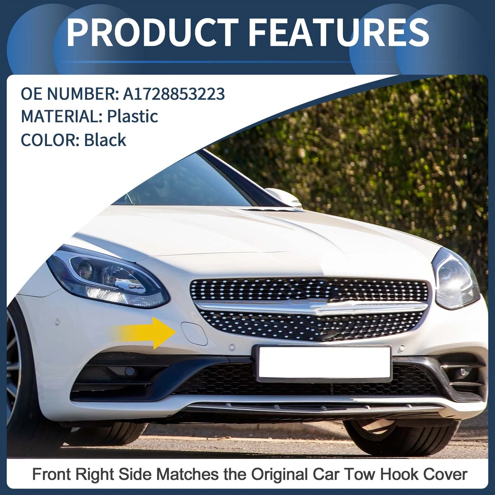 Tow Hook Cover for Mercedes-Benz W172 R172 (No.A1728853223) Black