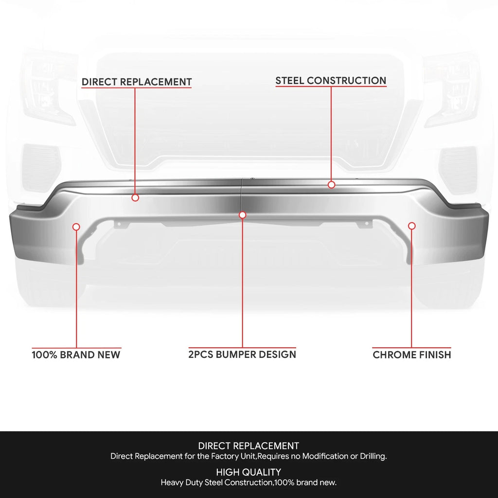 Chrome Front Bumper Face Bar for GMC Sierra 1500 Limited (2019–2021)