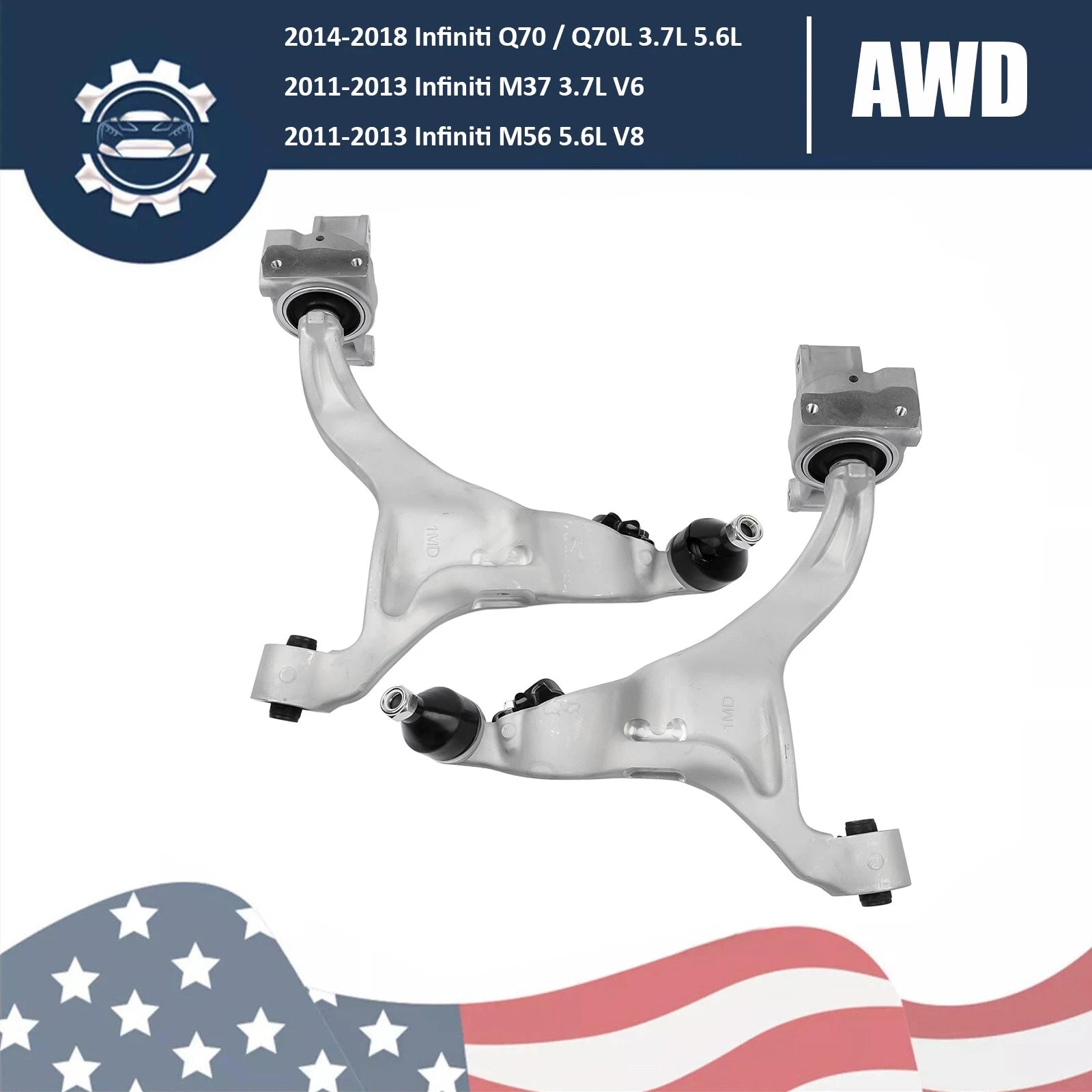 2X Lower Control Arms for Infiniti Q70 Q70L M37 M56 (2014–2020)
