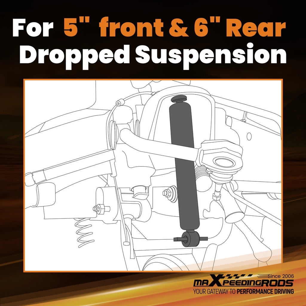 Set of 2 Lowering Shock Absorbers for Chevrolet GMC C1500 (1988–1998)