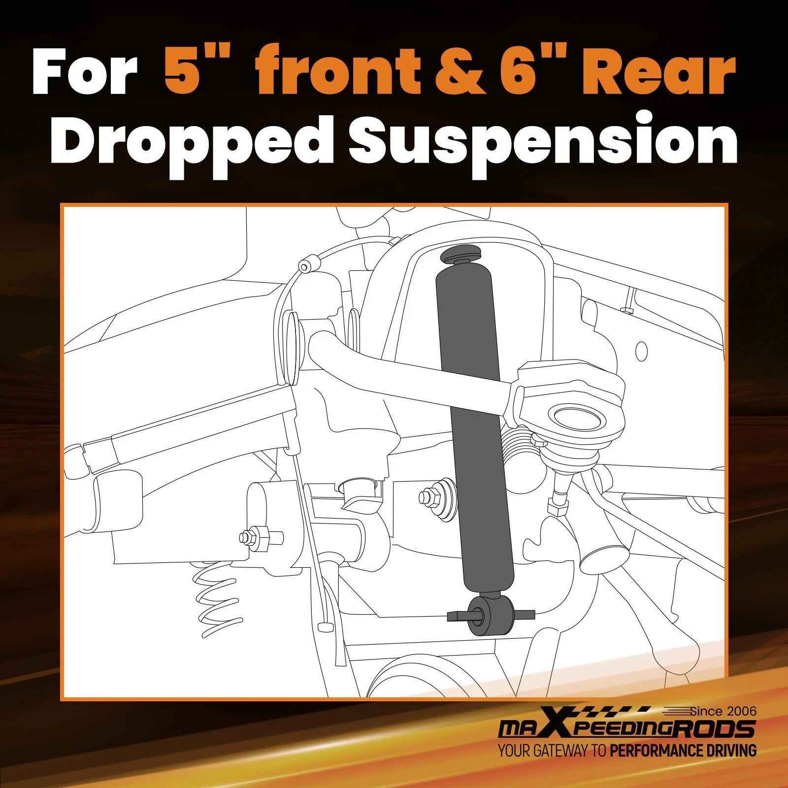 Set of 2 Lowering Shock Absorbers for Chevrolet GMC C1500 (1988–1998)