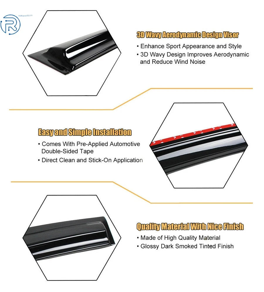 Set of 4 Black Window Vent Visors for Toyota Corolla (2009-2013)