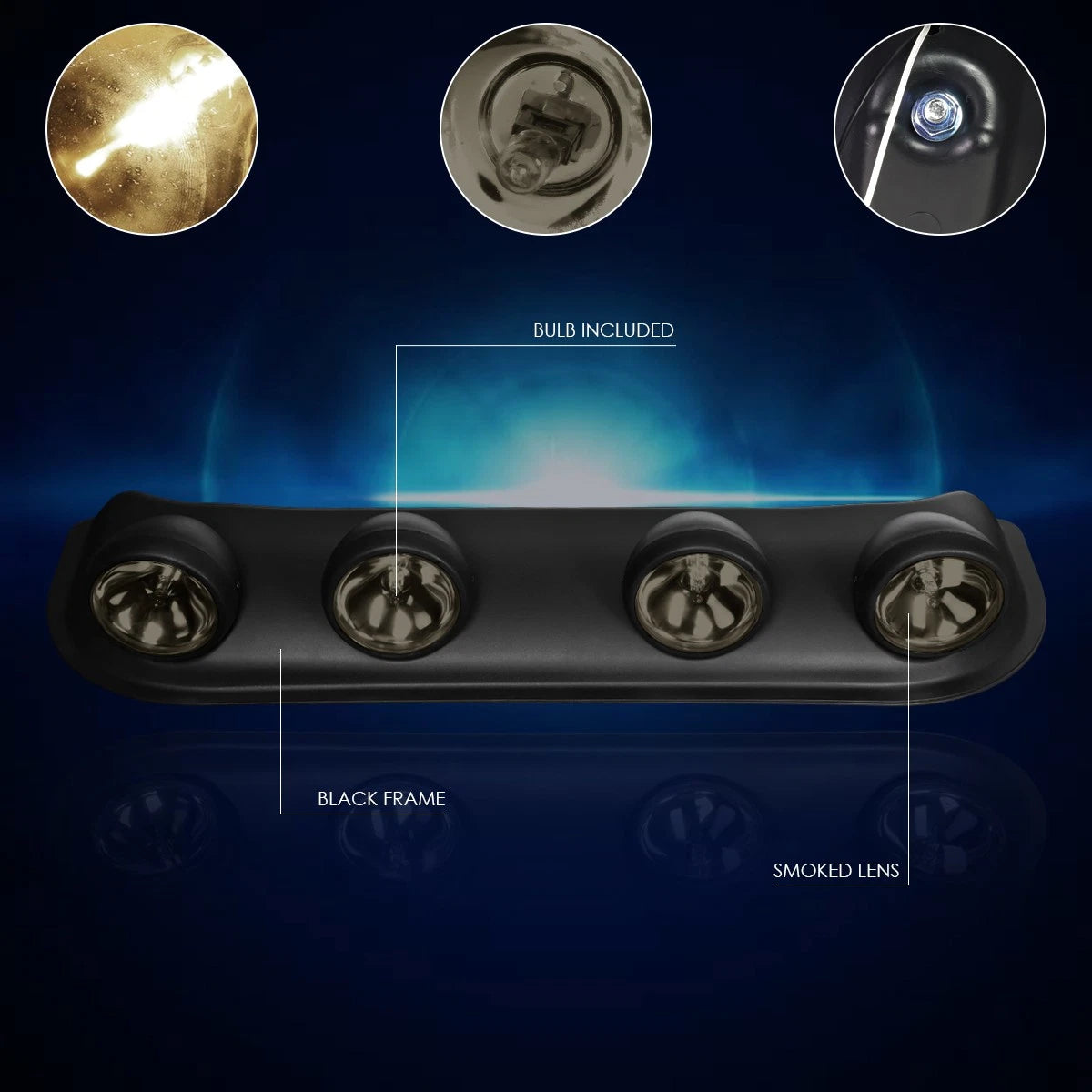 Set of 2 Off-Road Roof Mounted Fog Lights with Switch & Harness for Universal 4X4