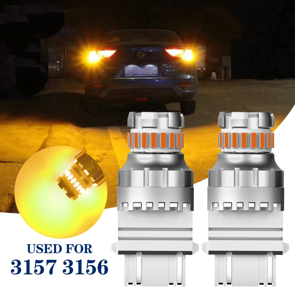 2X 3157 LED Yellow Amber Turn Signal Bulbs for