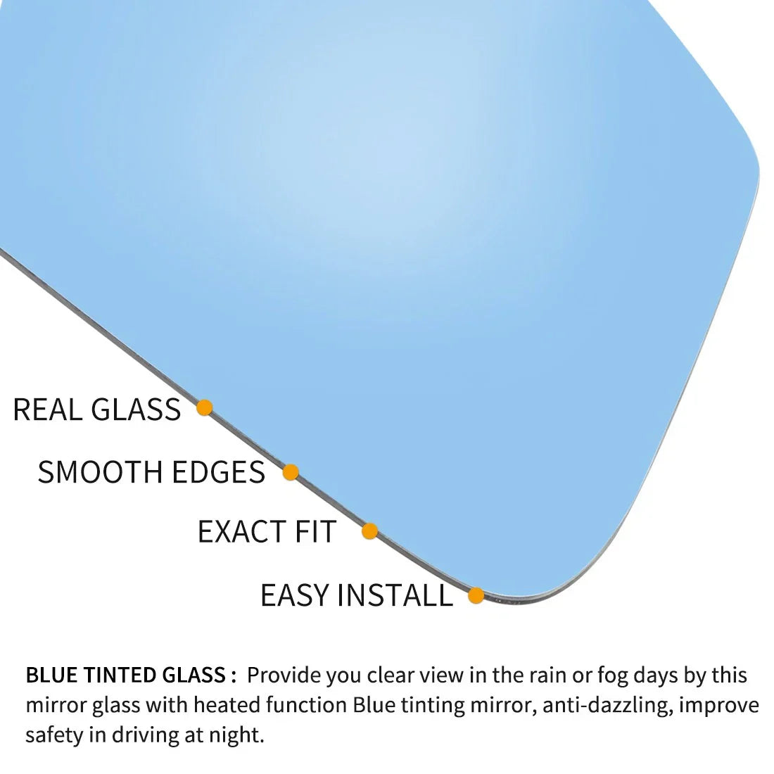 Wing Mirror Glass Heated W/Backing Blue Pair for BMW 128i (2008 - 2009)