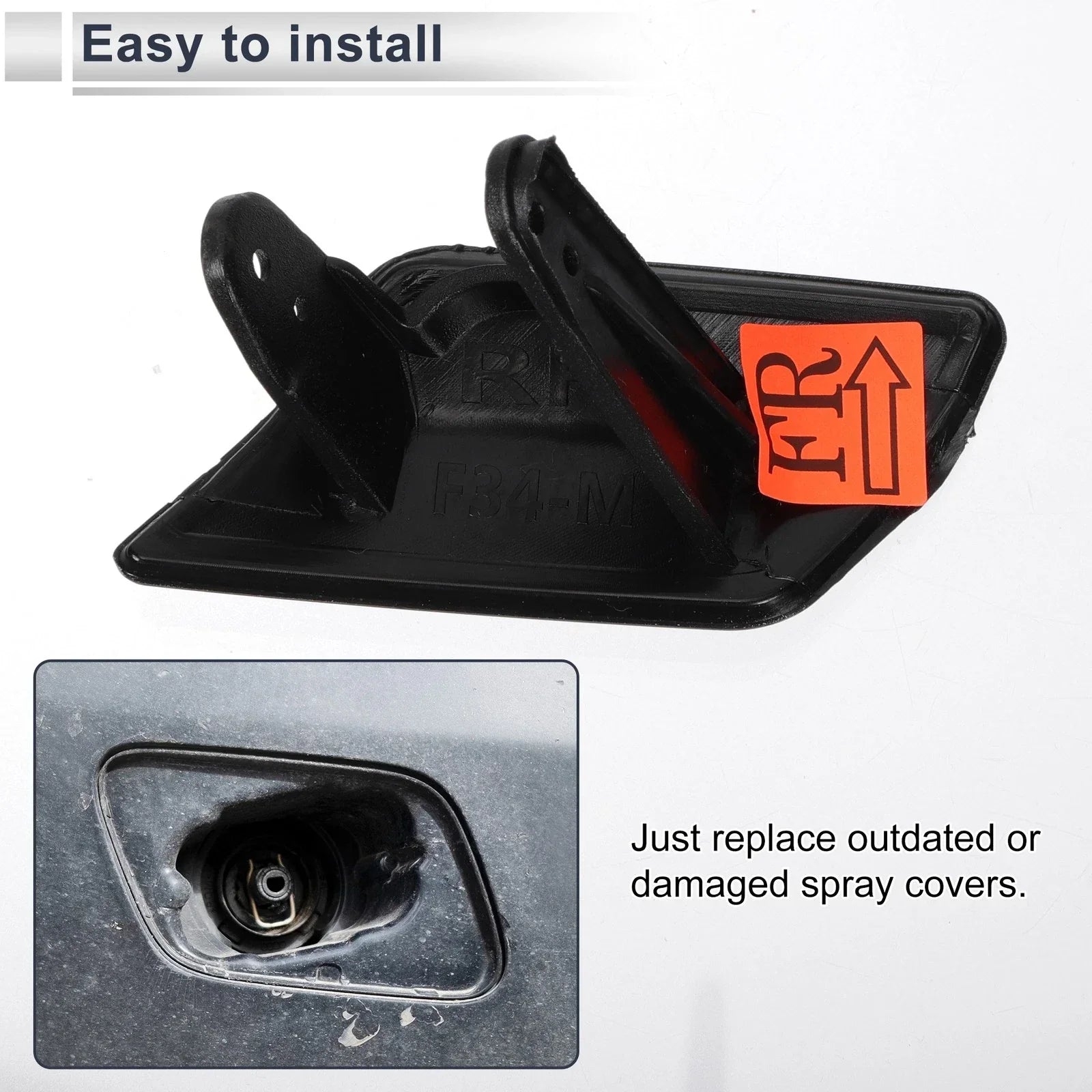 Front Right Side Bumper Headlight Washer Nozzle Cover Cap for BMW 335i GT Black