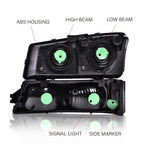 Smoked Corner Headlights and Signal Bumper Lamp for Chevy Silverado (2003–2007)